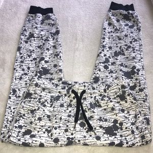 White with black “paint spots” jogger sweats